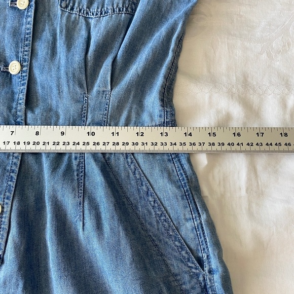 J. Crew Women's Denim Collared Romper Short Sleeve Size 0 Button Up Front - Picture 13 of 16